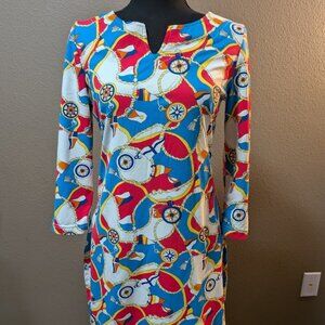 BARBARA GERWIT Nautical Compass & Flag Print Tunic Dress - Size M